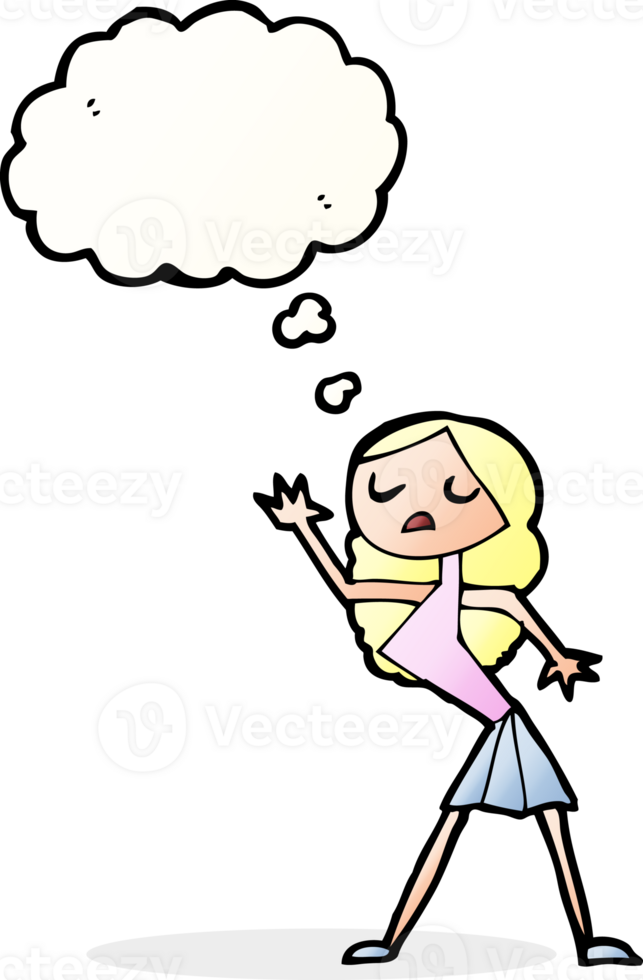 cartoon woman dancing with thought bubble png
