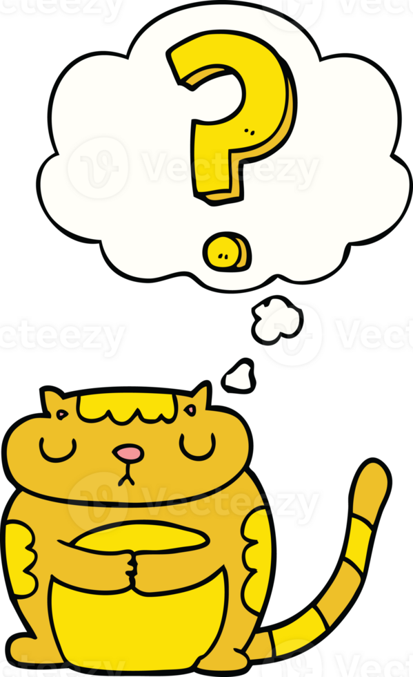 cartoon cat with question mark with thought bubble png