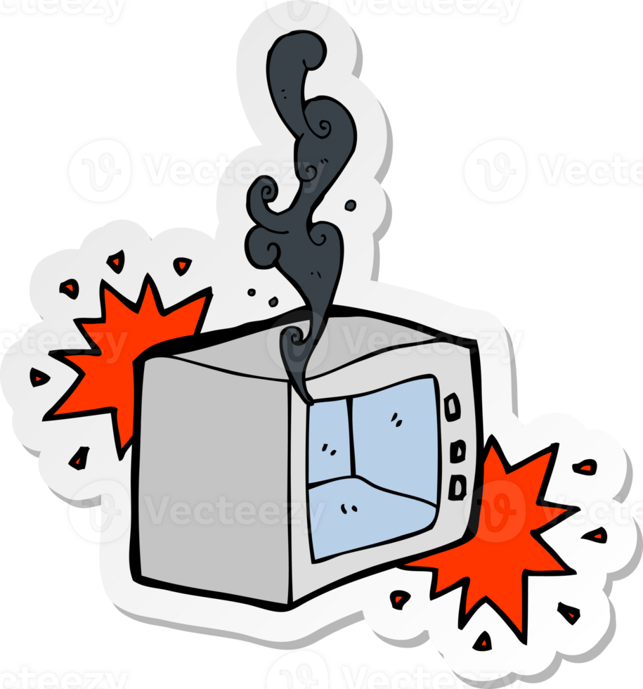 sticker of a cartoon exploding microwave png