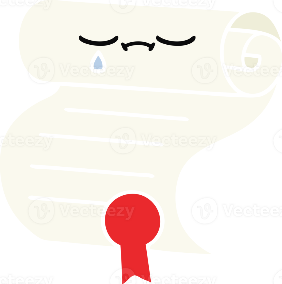 flat color retro cartoon of a contract png