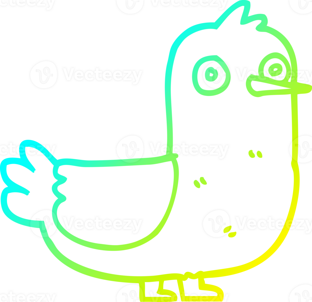 cold gradient line drawing of a cartoon seagull png