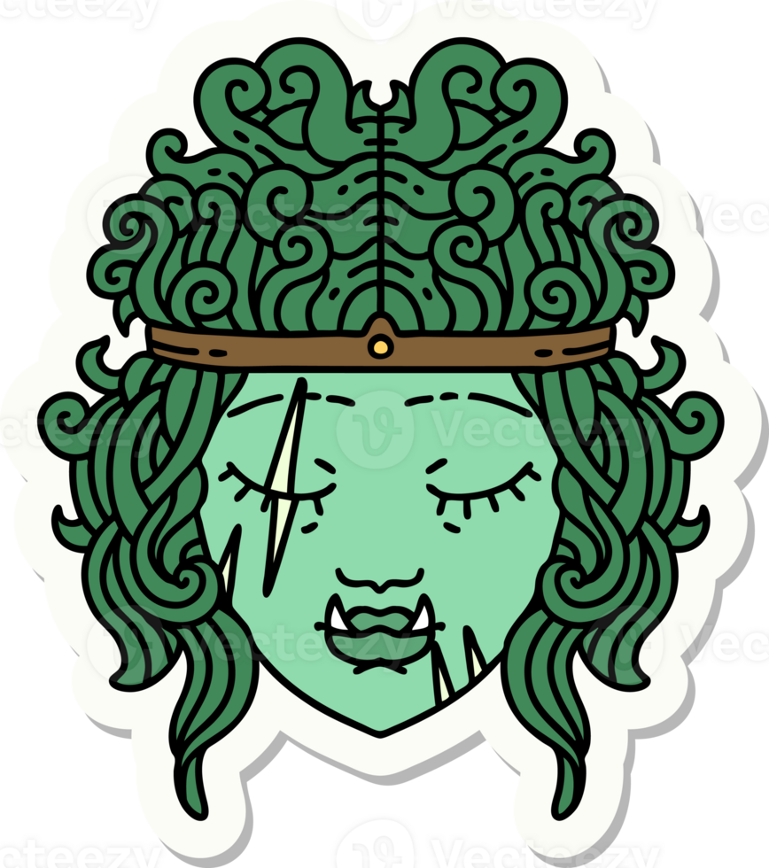 sticker of a orc barbarian character face png