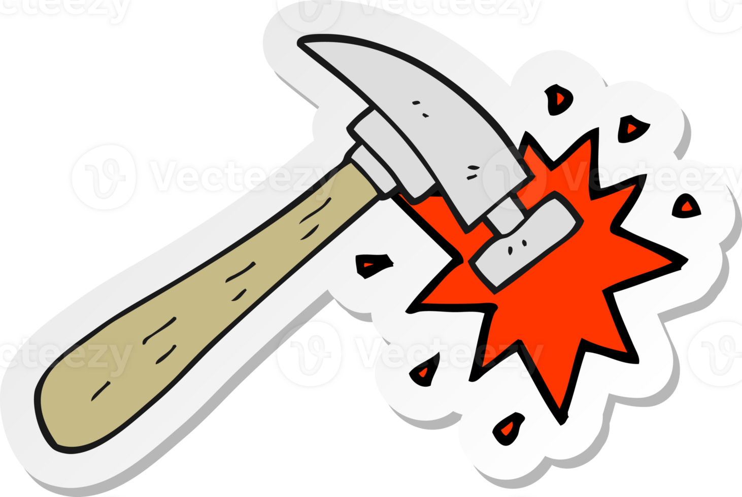 sticker of a cartoon hammer png