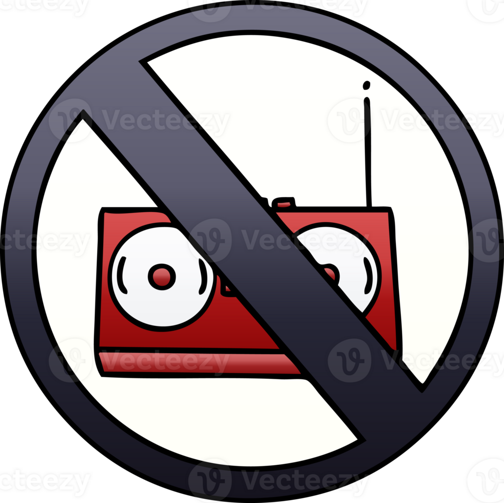 gradient shaded cartoon of a no radio allowed sign png