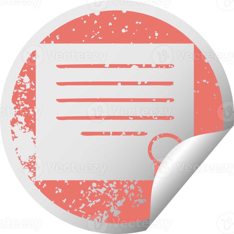 distressed circular peeling sticker symbol of a work diploma png