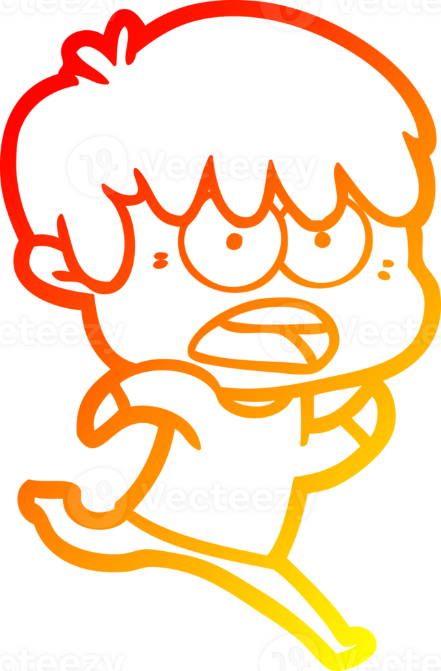 warm gradient line drawing of a worried cartoon boy png