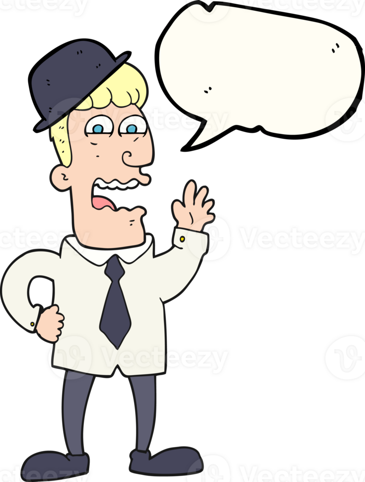 hand drawn speech bubble cartoon businessman png