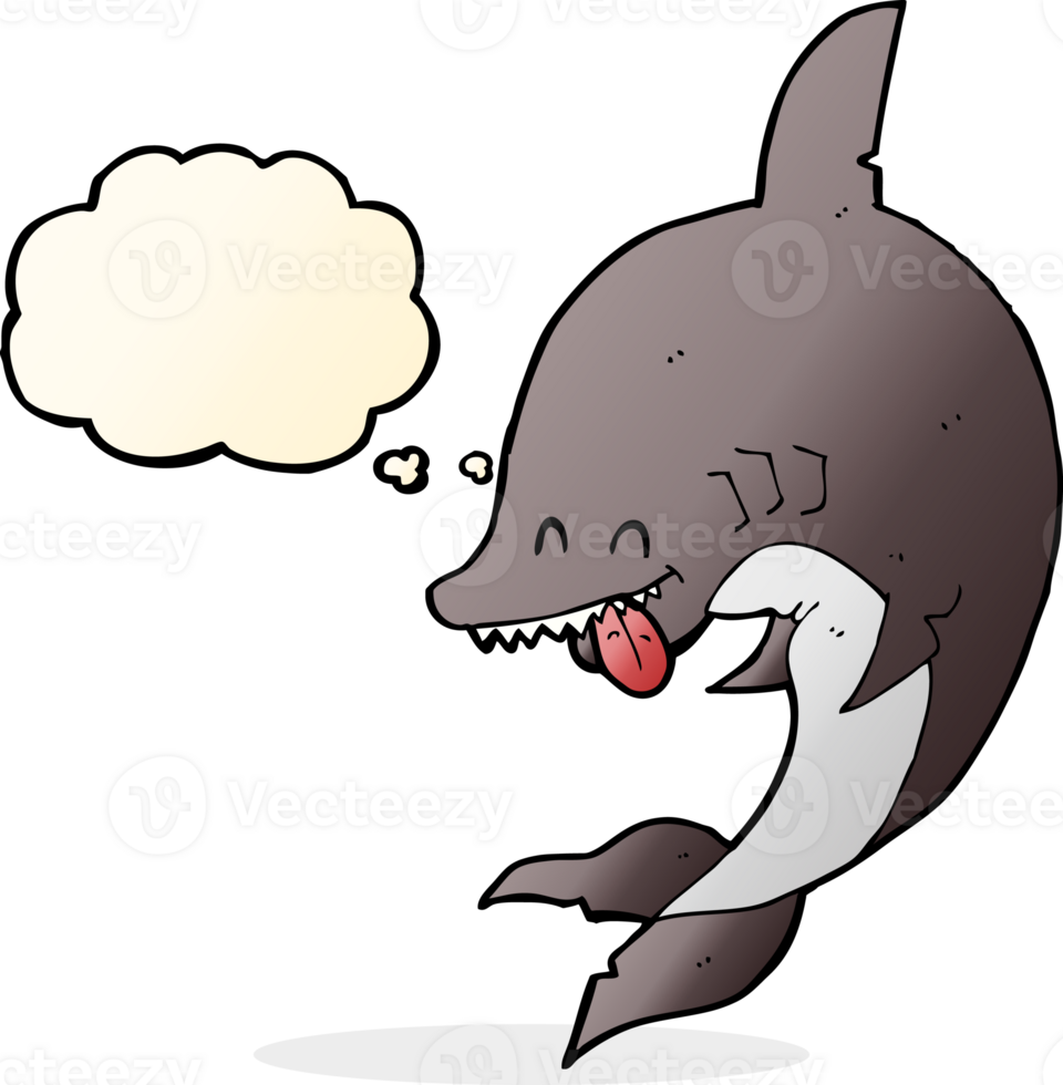 funny cartoon shark with thought bubble png