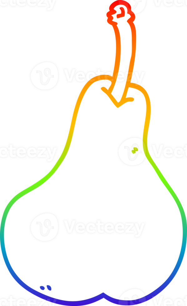 rainbow gradient line drawing of a cartoon healthy pear png