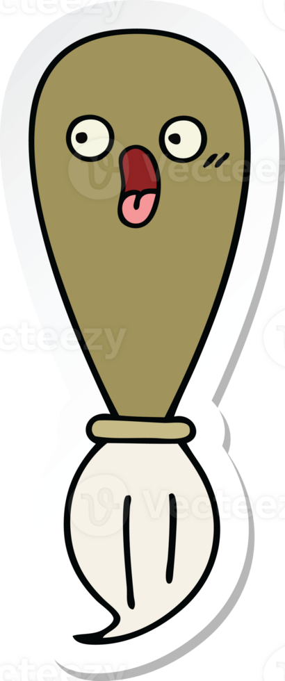 sticker of a cute cartoon paint brush png