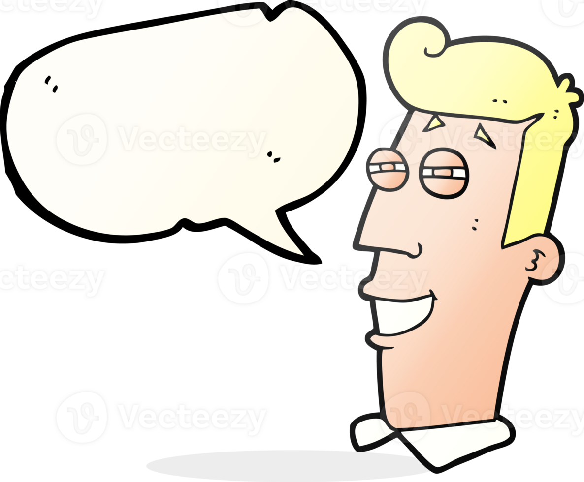 hand drawn speech bubble cartoon grinning man png