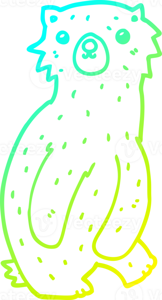 cold gradient line drawing of a cartoon bear png