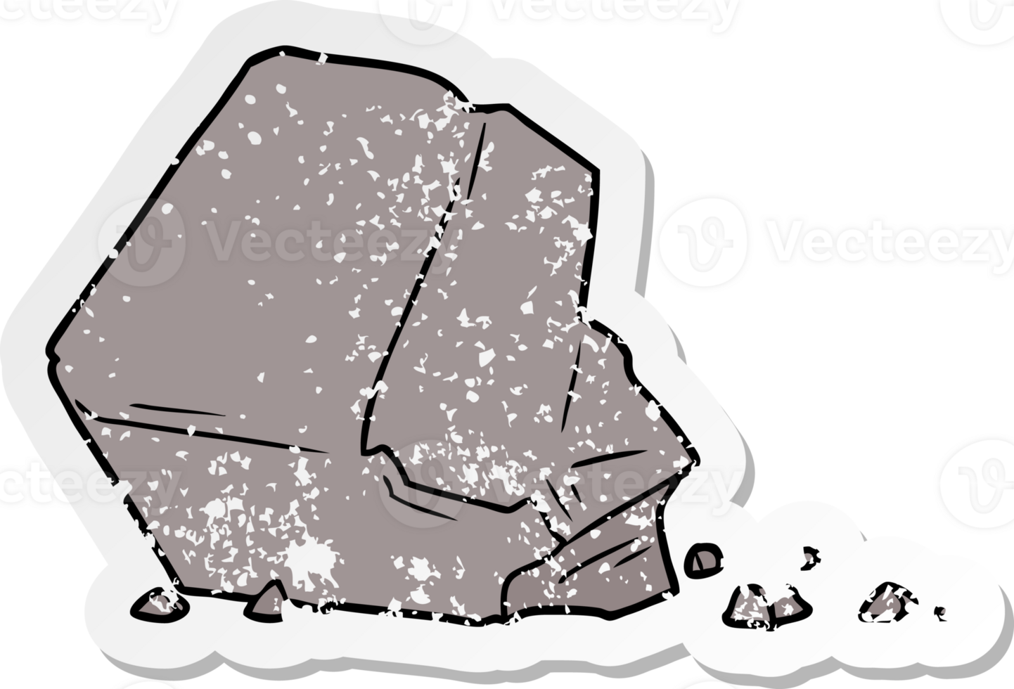 distressed sticker of a cartoon large rock png