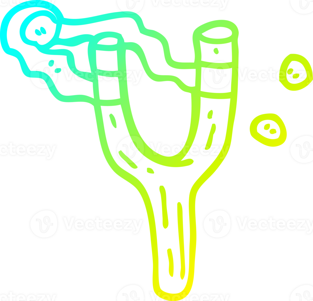 cold gradient line drawing of a cartoon catapult toy png