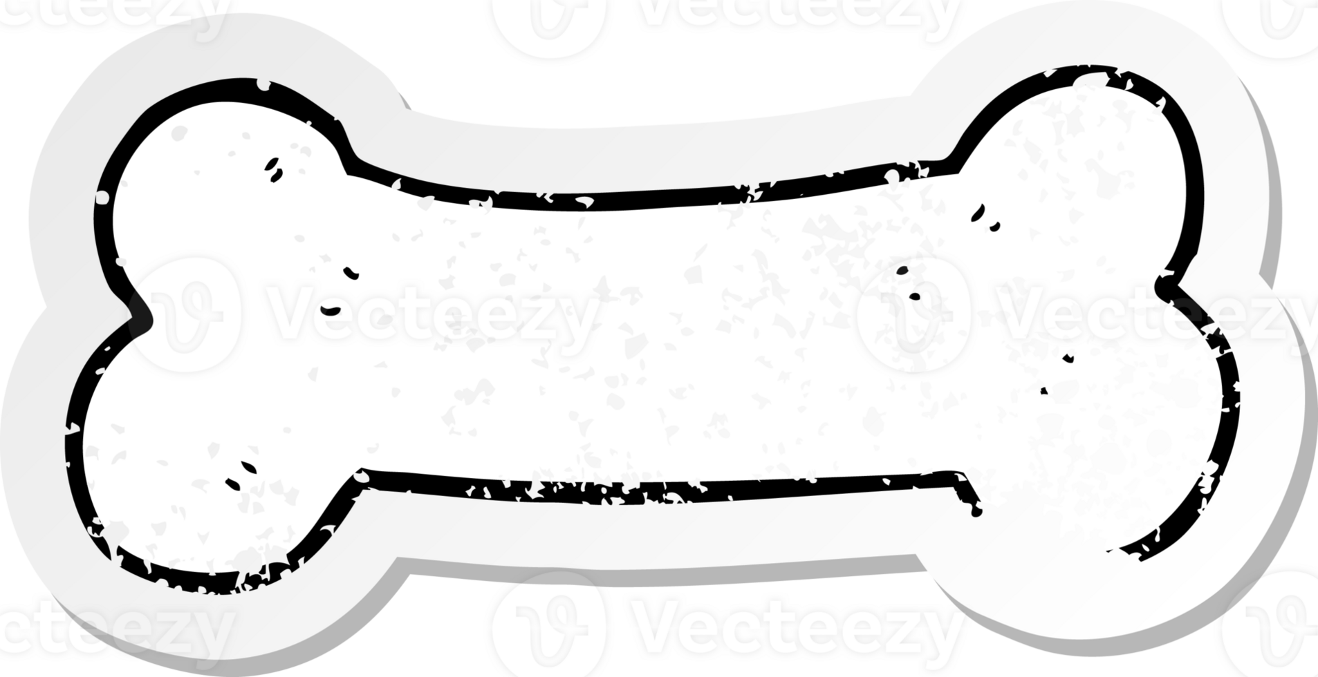 distressed sticker of a cartoon bone png