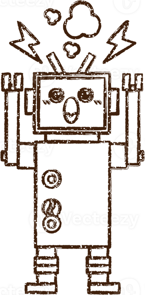 Robot Charcoal Drawing png