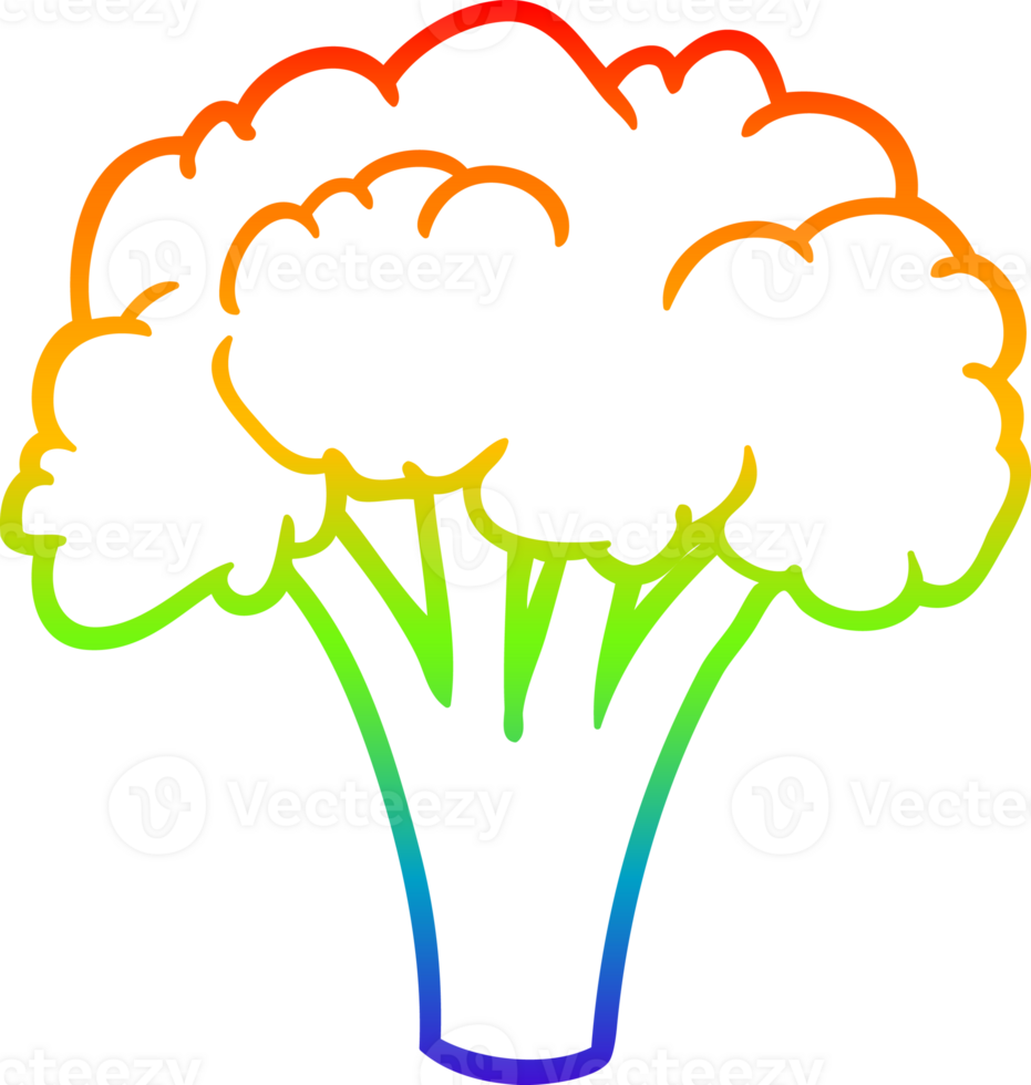 rainbow gradient line drawing of a Cartoon broccoli png