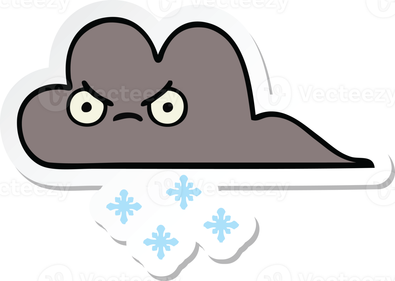 sticker of a cute cartoon storm snow cloud png
