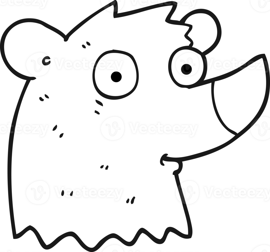 hand drawn black and white cartoon bear png