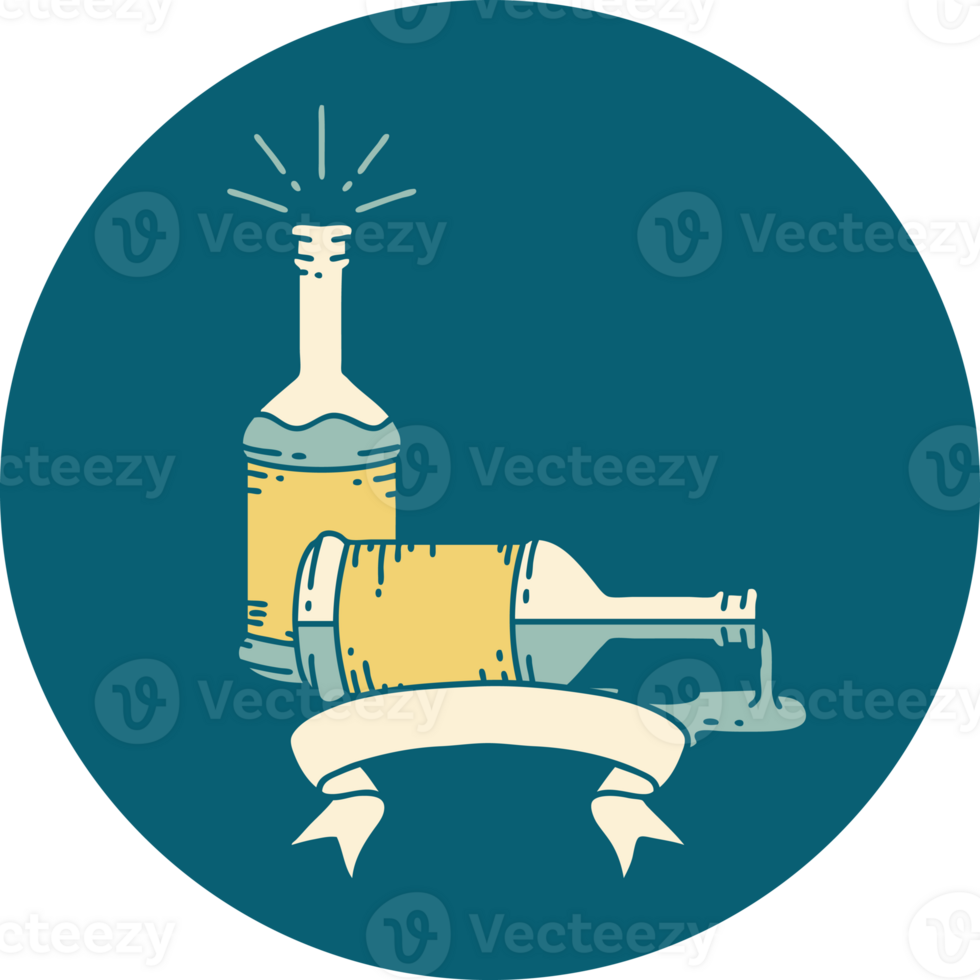 icon of a tattoo style beer bottles png