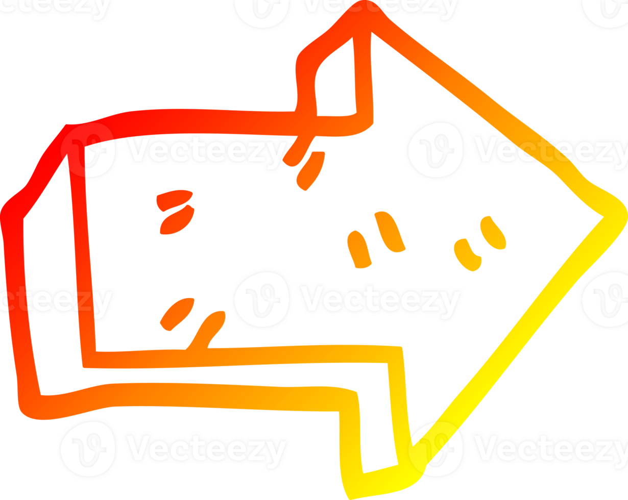 warm gradient line drawing of a cartoon pointing arrow png