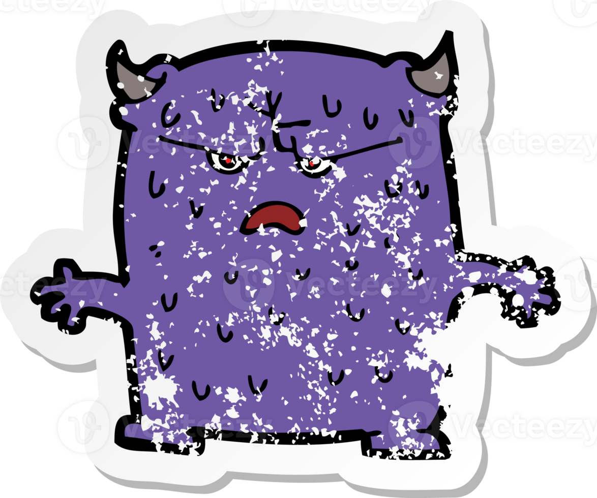 retro distressed sticker of a cartoon little alien png