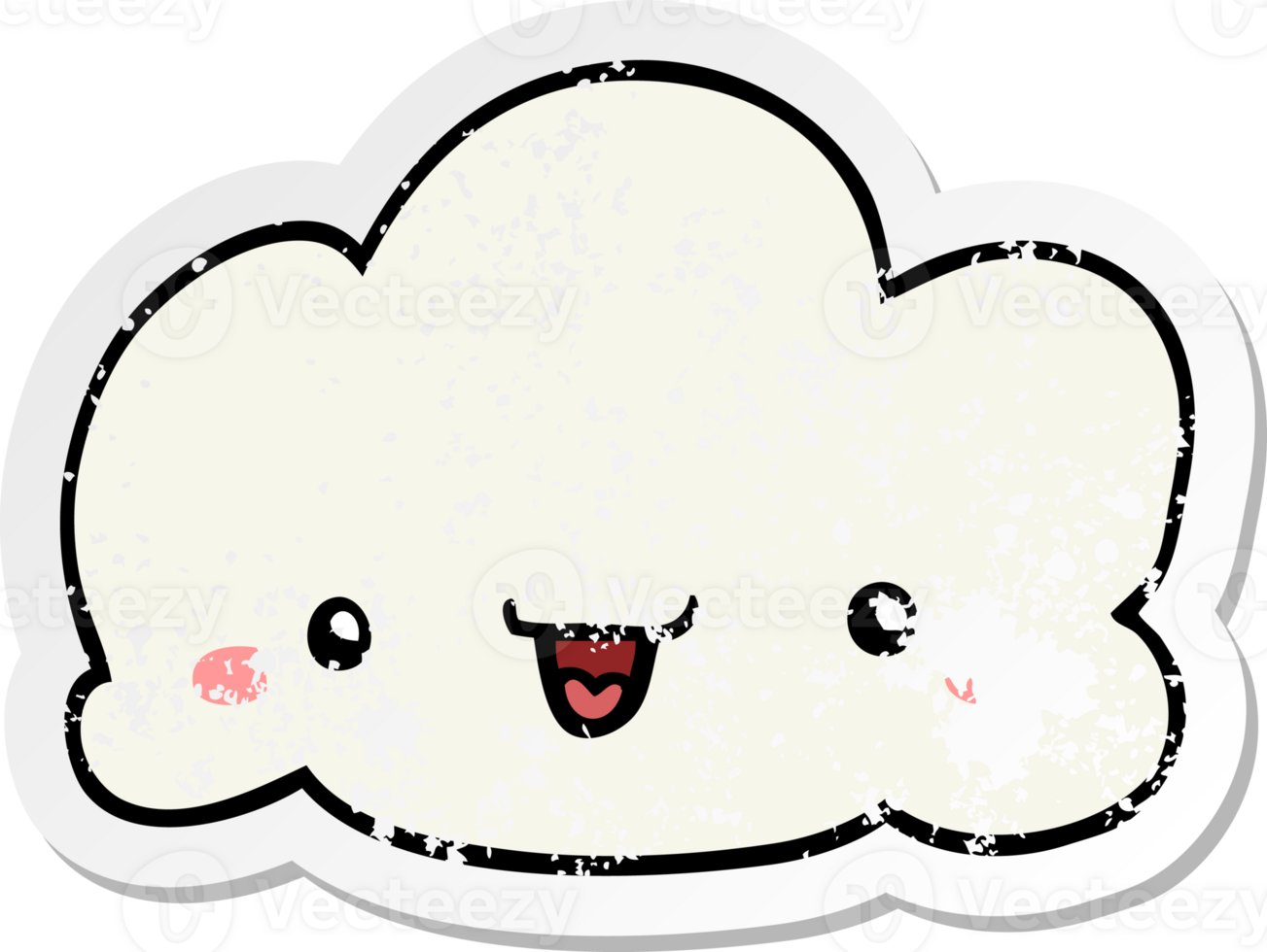 distressed sticker of a cartoon cloud png
