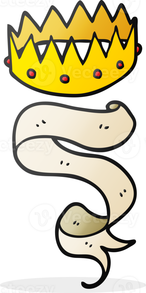 hand drawn cartoon crown and scroll png
