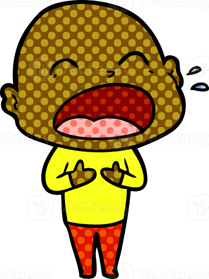 cartoon shouting bald man png