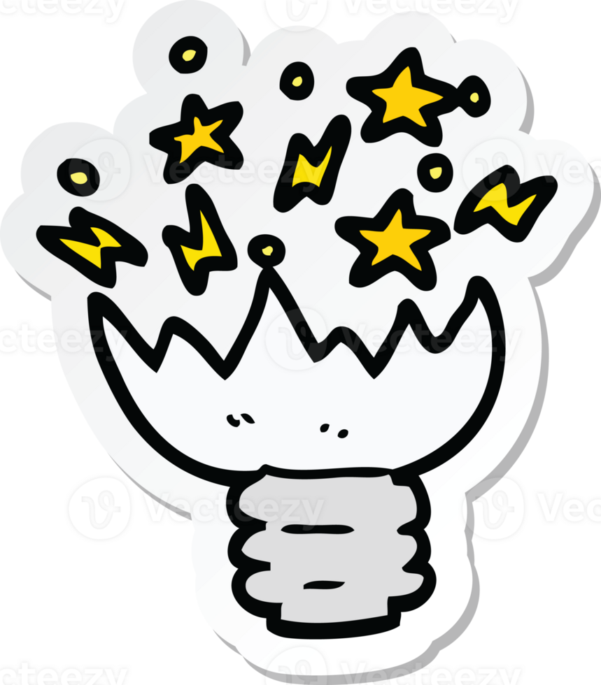 sticker of a cartoon exploding light bulb png