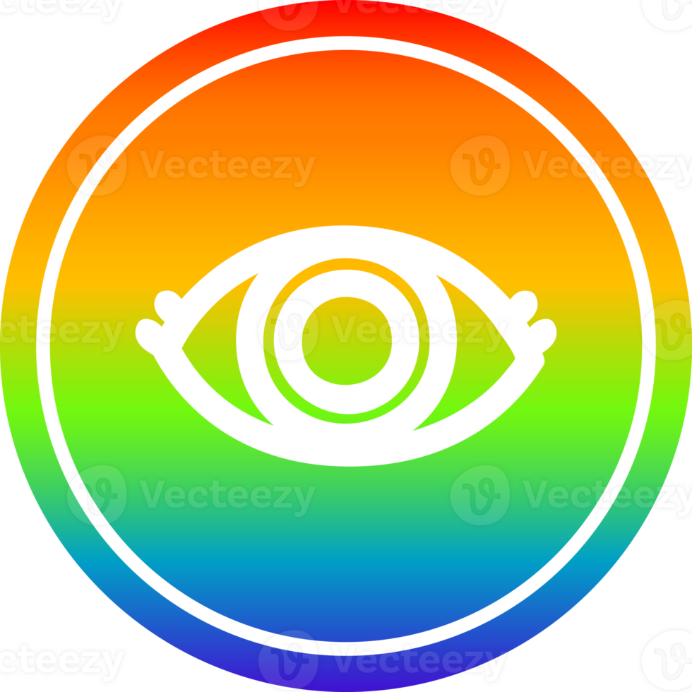 regarder œil circulaire icône avec arc en ciel pente terminer png