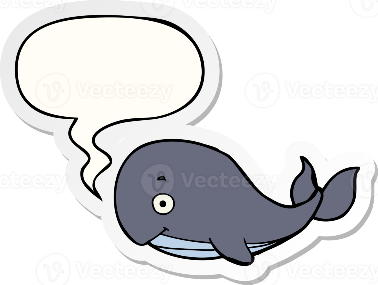 cartoon whale with speech bubble sticker png
