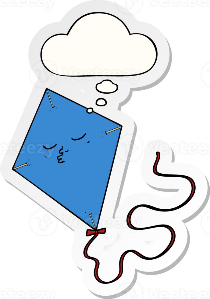 cartoon kite with thought bubble as a printed sticker png