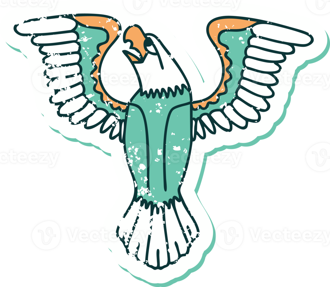 iconic distressed sticker tattoo style image of an american eagle png
