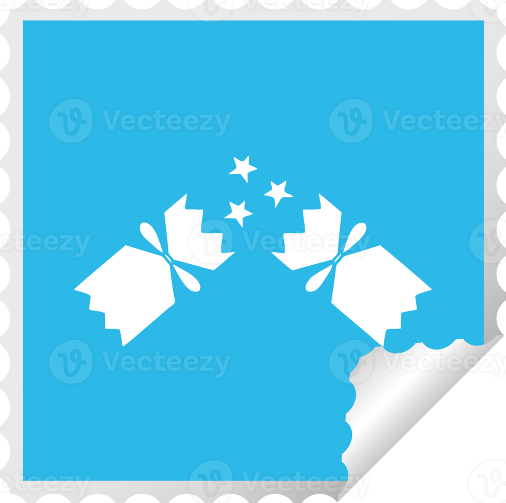square peeling sticker cartoon of a christmas cracker png