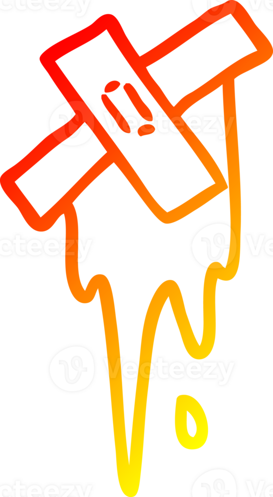 warm gradient line drawing of a cartoon cut and sticking plaster png