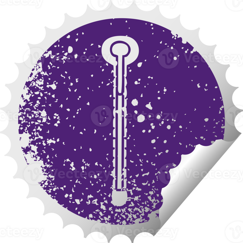 distressed circular peeling sticker quirky symbol thermometer png