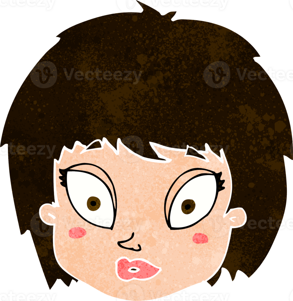 rosto feminino surpreso dos desenhos animados png