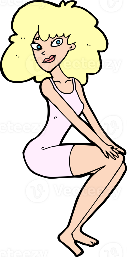 cartoon sitting woman in dress png