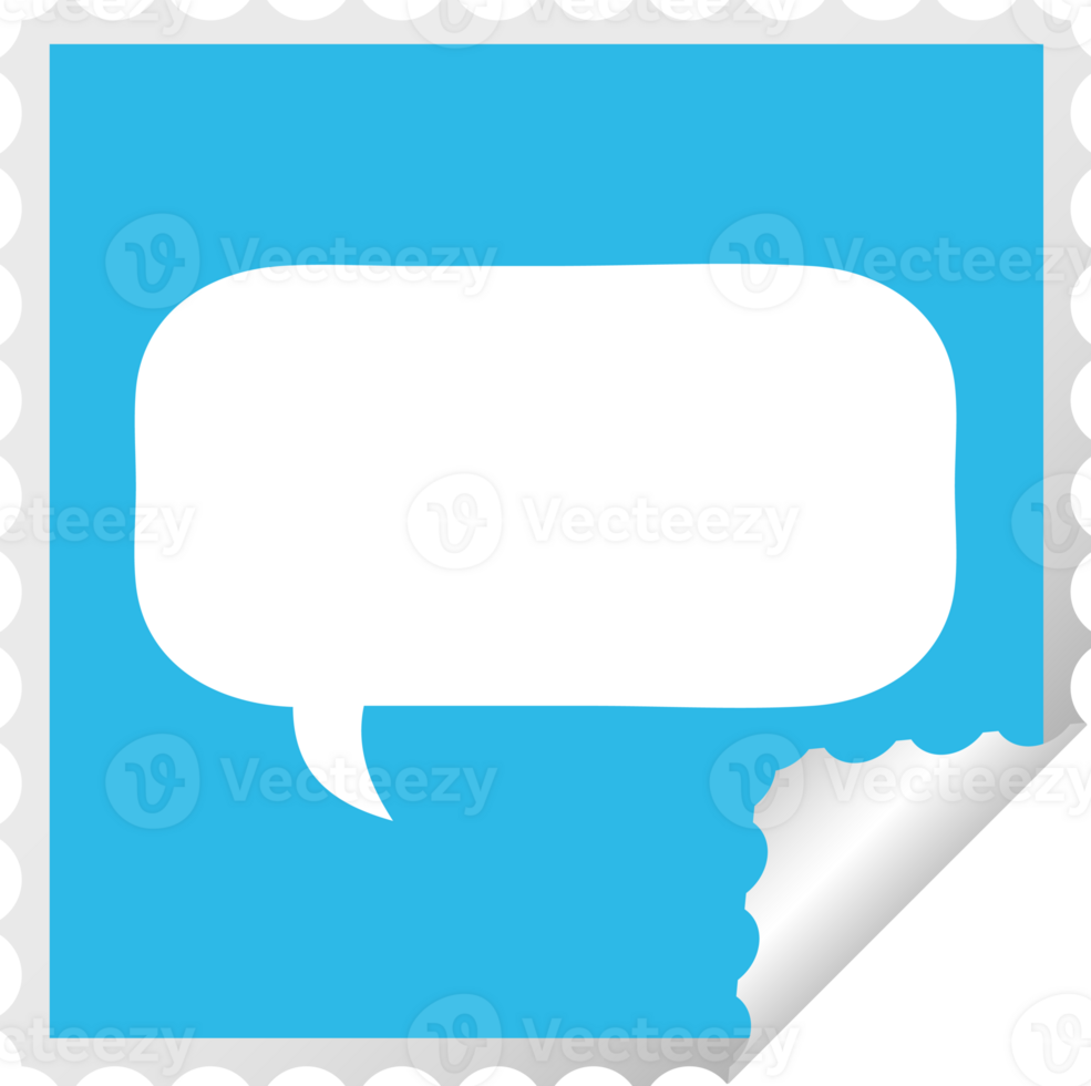 square peeling sticker cartoon of a speech bubble png