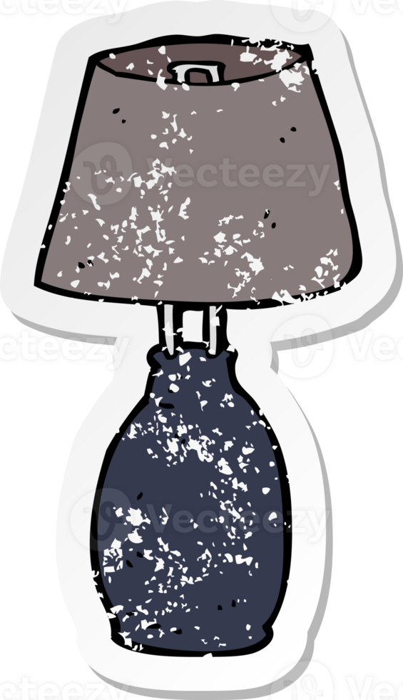 retro distressed sticker of a cartoon lamp png