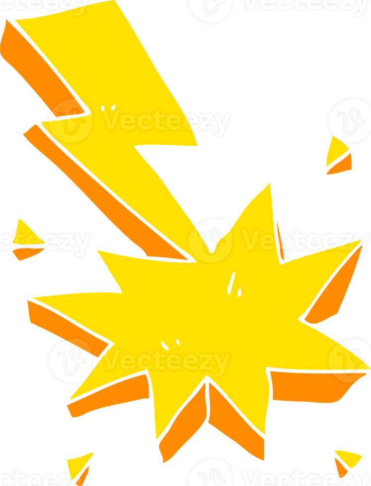 flat color illustration of lighting strike symbol png