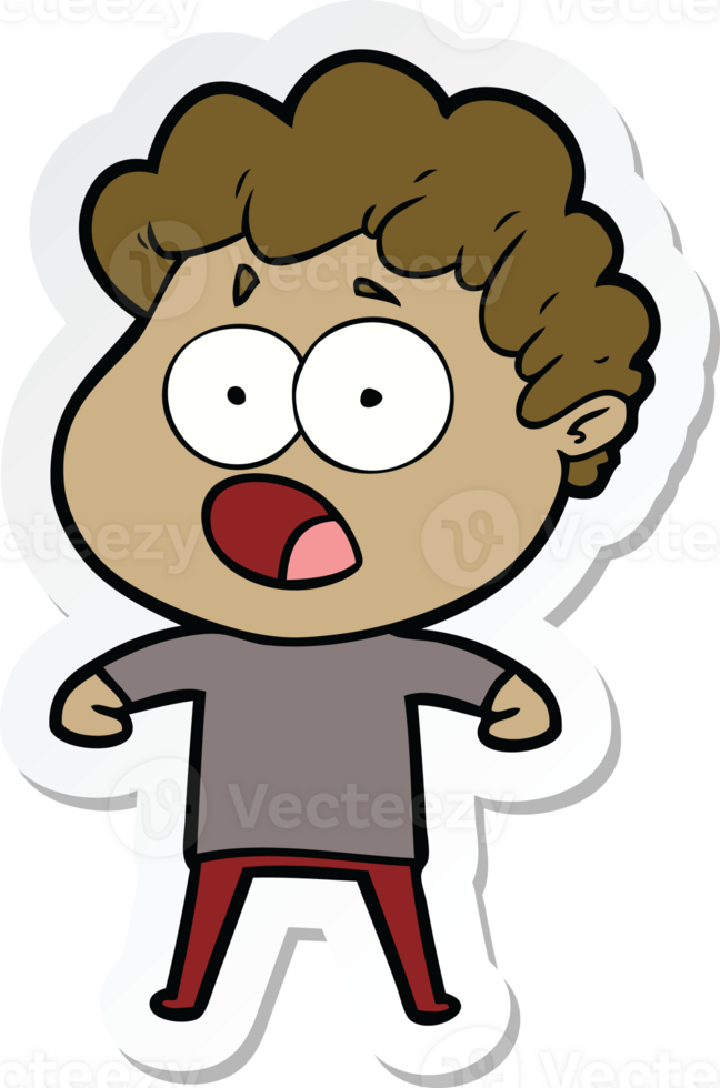 sticker of a cartoon man gasping in surprise png