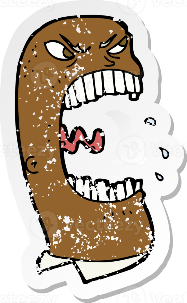 retro distressed sticker of a cartoon furious man shouting png