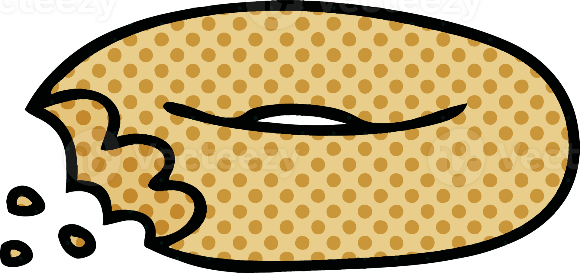 comic book style quirky cartoon bitten bagel png