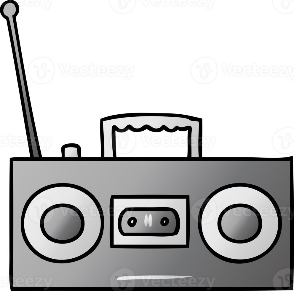 hand drawn gradient cartoon doodle of a gradient cassette player png