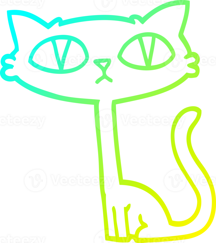 cold gradient line drawing of a cartoon halloween black cat png