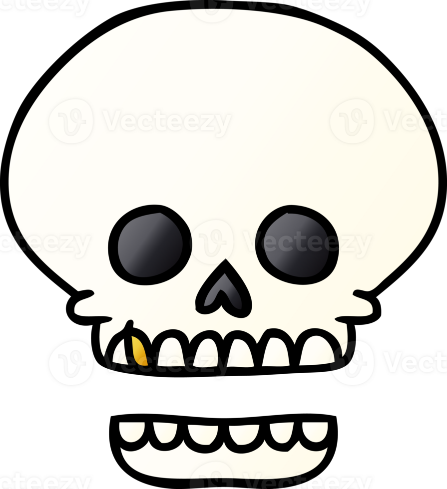 hand drawn gradient cartoon doodle of a skull head png