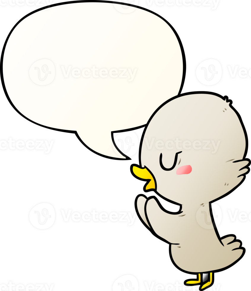 cute cartoon duckling with speech bubble in smooth gradient style png