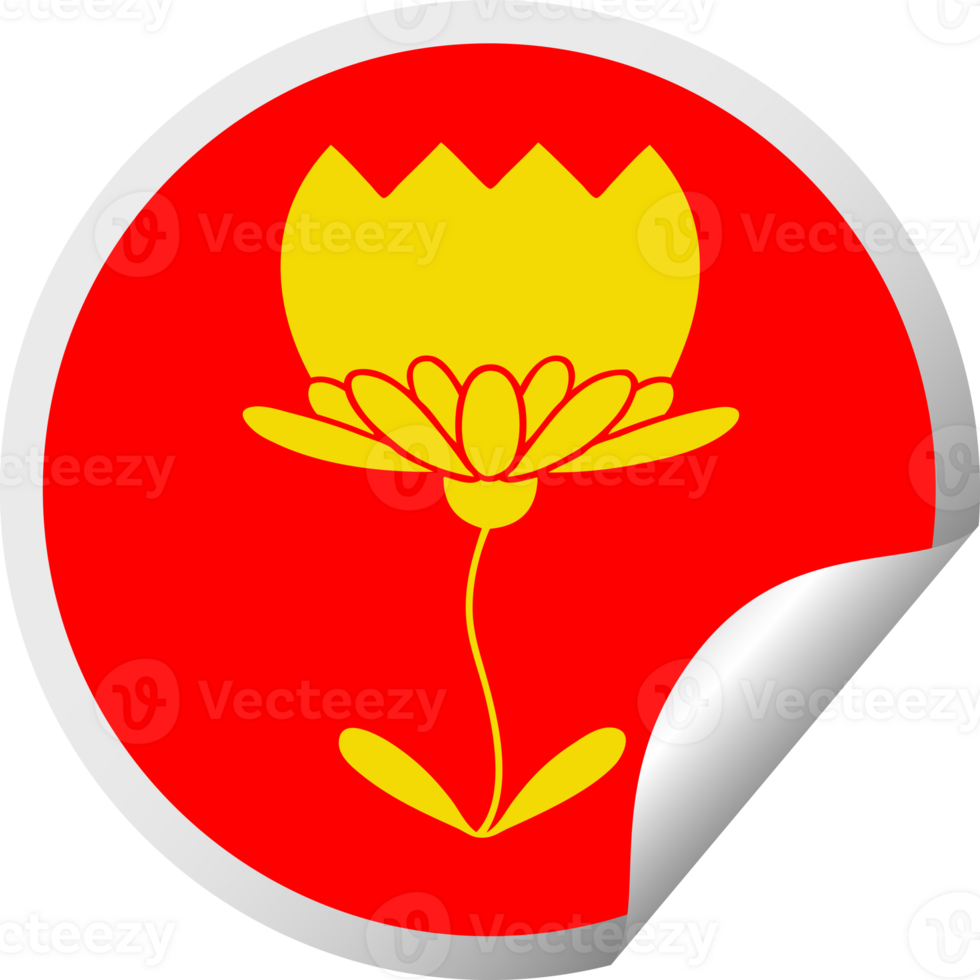 circular peeling sticker cartoon of a flower png